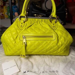Vintage Marc Jacobs Neon Yellow Quilted Leather Stam Bag